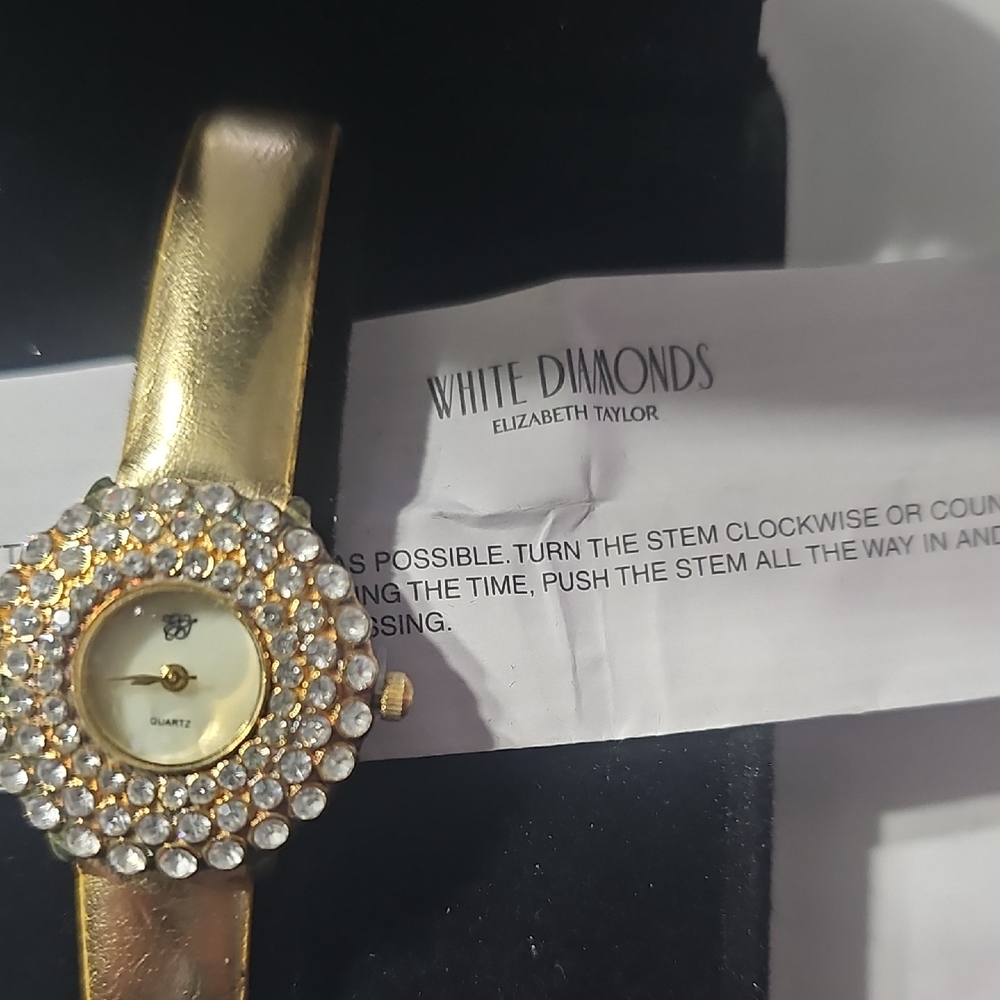 White Diamonds Elizabeth Taylor Watch With Crystal Accents